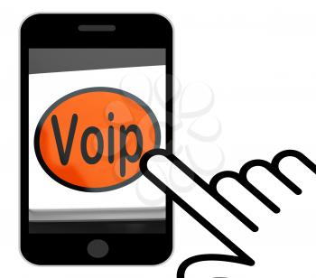 Voip Button Displaying Voice Over Internet Protocol Or Broadband Telephony