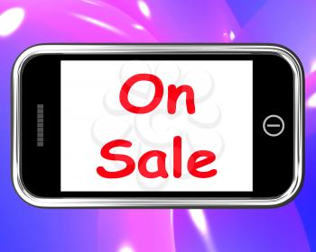 On Sale Phone Showing Promotional Savings Or Discounts