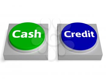 Cash Credit Buttons Showing Currency Or Loan