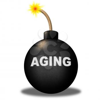 Aging Bomb Representing Golden Years And Alert