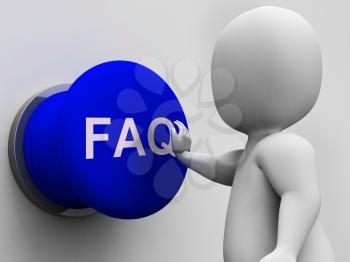 FAQ Button Showing Website Questions And Assistance