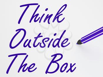 Think Outside The Box On Whiteboard Showing Innovation And Creativity
