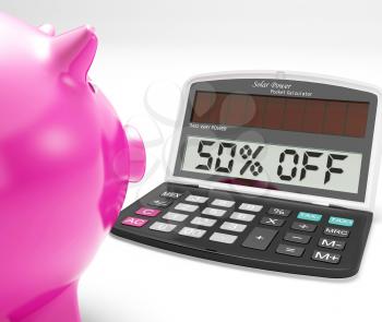 Fifty Percent Off Calculator Meaning Half-Price Promotion
