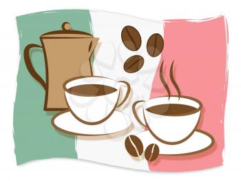 Italian Flag Behind Coffee Meaning Italy Drinks And Beverages