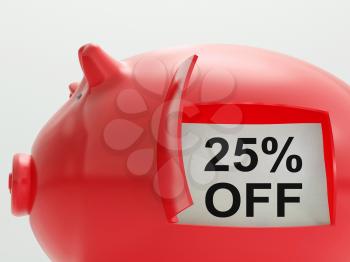 Twenty-Five Percent Off Piggy Bank Showing Price Slashed 25