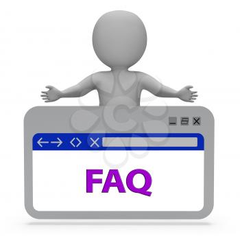 Faq Webpage Showing Frequently Asked Questions 3d Rendering