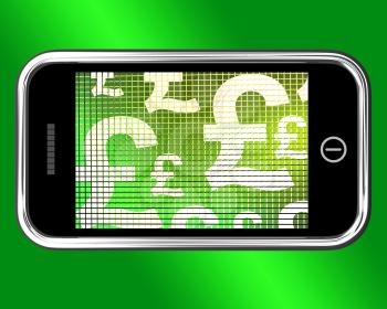 British Pounds Signs On A Mobile Phone Screen
