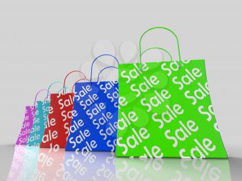 Sale Shopping Bags Shows Bargains Or Discounts