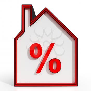 House And Percent Sign Displaying Real Estate Investment Or Discount