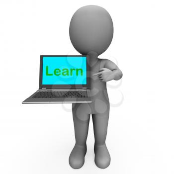 Learn Character Laptop Showing Web Learn Or Studying