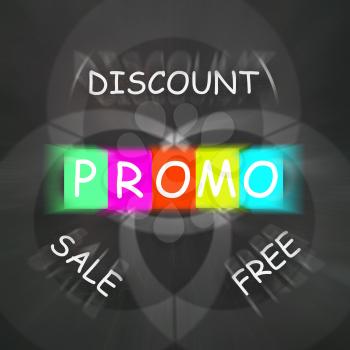 Advertising Words Displaying Promo Discount Sale or Free