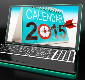 Calendar 2015 On Laptop Shows Annual Planning Or Future Festivities