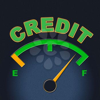 Credit Gauge Indicating Display Owed And Indicator