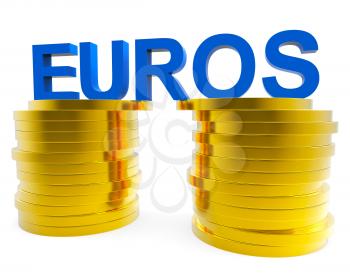 Euro Savings Indicating Saved Financial And Save