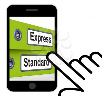 Express Standard Folders Displaying Fast Or Regular Delivery