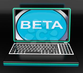 Beta On Laptop Showing Online Trial Software Or Development