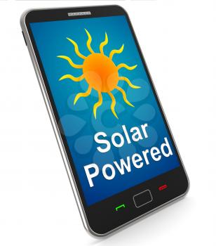 Solar Powered On Mobile Showing Alternative Energy And Sunlight