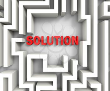 Solution In Maze Shows Puzzle Solved Or Success
