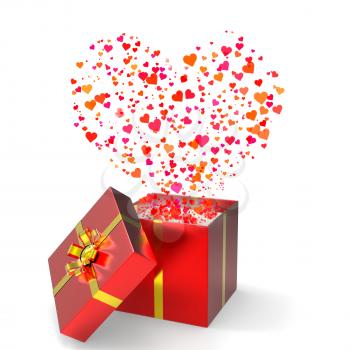 Heart Gift Indicating Valentine Day And Passion