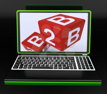 B2B Dices On Laptop Showing Online Commerce And Marketing
