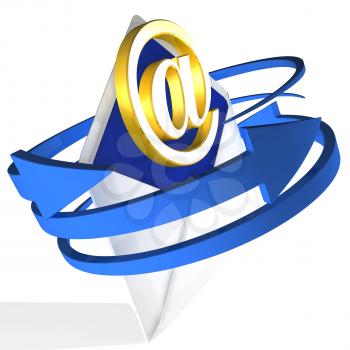 Arrows Circling Envelope Shows E-mail Communication