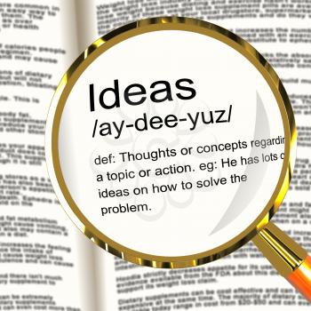 Ideas Definition Magnifier Shows Creative Thoughts Invention And Improvement