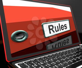 Rules File On Laptop Showing Policies Or Rules Guide