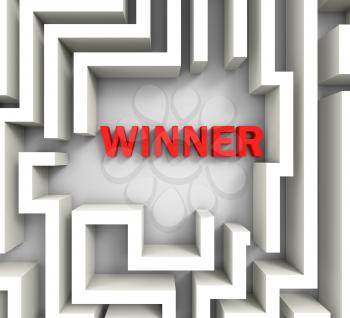 Winner In Maze Shows Puzzle Solution Or Solved