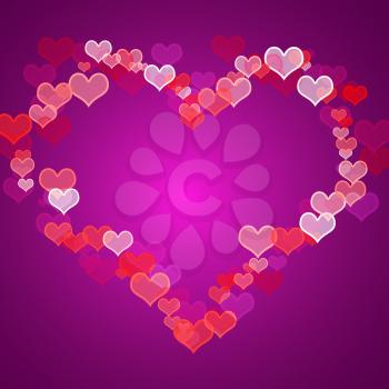 Red And Mauve Hearts Background With Copy Space Showing Love Romance And Valentine