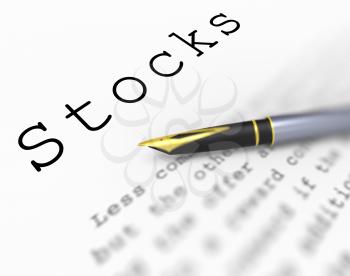 Stocks Word Showing Investing In Company And Shares