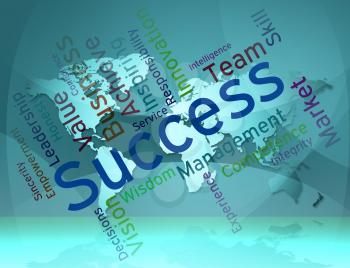 Success Words Representing Winning Triumph And Triumphant 