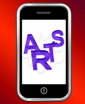 Arts On Phone Showing Creative Design Or Artwork