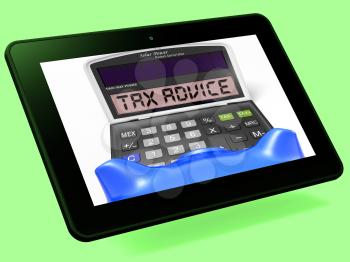 Tax Advice Calculator Tablet Showing Assistance With Taxes