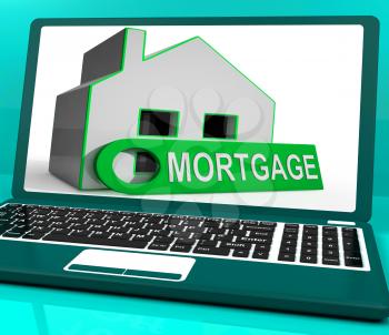 Mortgage House Laptop Showing Owing Money For Property