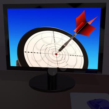 Arrow Aiming On Monitor Showing Performance And Strategies