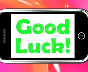 Good Luck On Phone Showing Fortune And Lucky