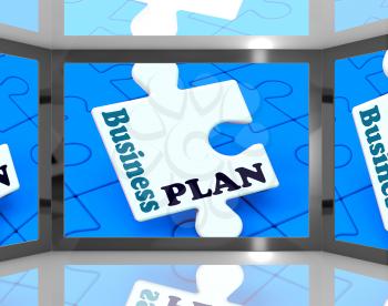 Business Plan On Screen Showing Business Strategies And Management