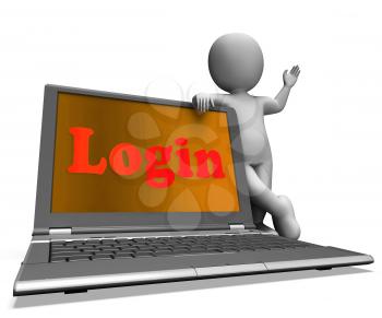 Login Laptop Character Showing Website Log In Security