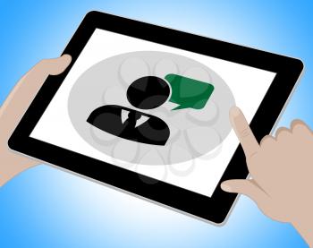 Clicking Voip Tablet Means Broadband Telephony 3d Illustration