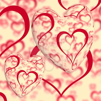 Red Hearts Design On A Heart Background Shows Love Romance And Romantic Feelings