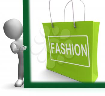 Fashion Shopping Sign Showing Fashionable Trendy And Stylish