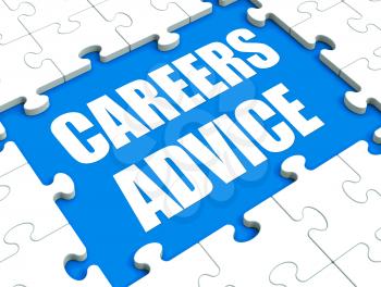 Careers Advice Puzzle Showing Employment Guidance Advising And Assistance