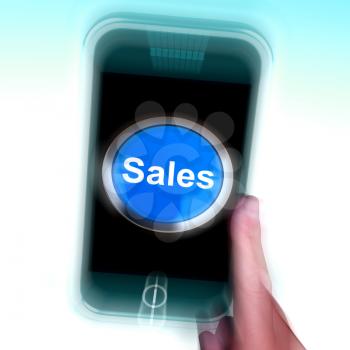 Sales On Mobile Phone Showing Promotions And Deals