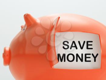 Save Money Piggy Bank Showing Putting Aside Funds