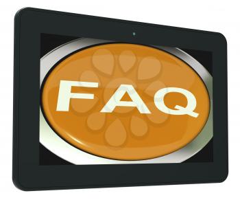 FAQ Tablet Showing Frequently Asked Question