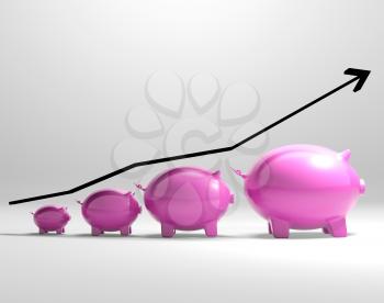 Growing Piggy Shows Increased Savings And Incomes