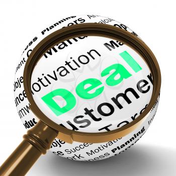 Deal Magnifier Definition Shows Special Promotions Offers Or Trades