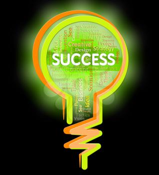 Success Lightbulb Indicating Win Succeed And Winner