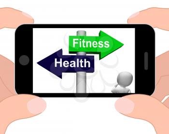 Fitness Health Signpost Displaying Healthy Lifestyle
