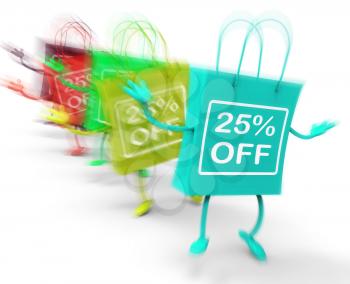 Twenty-five Percent Off On Colored Bags Showing Bargains
